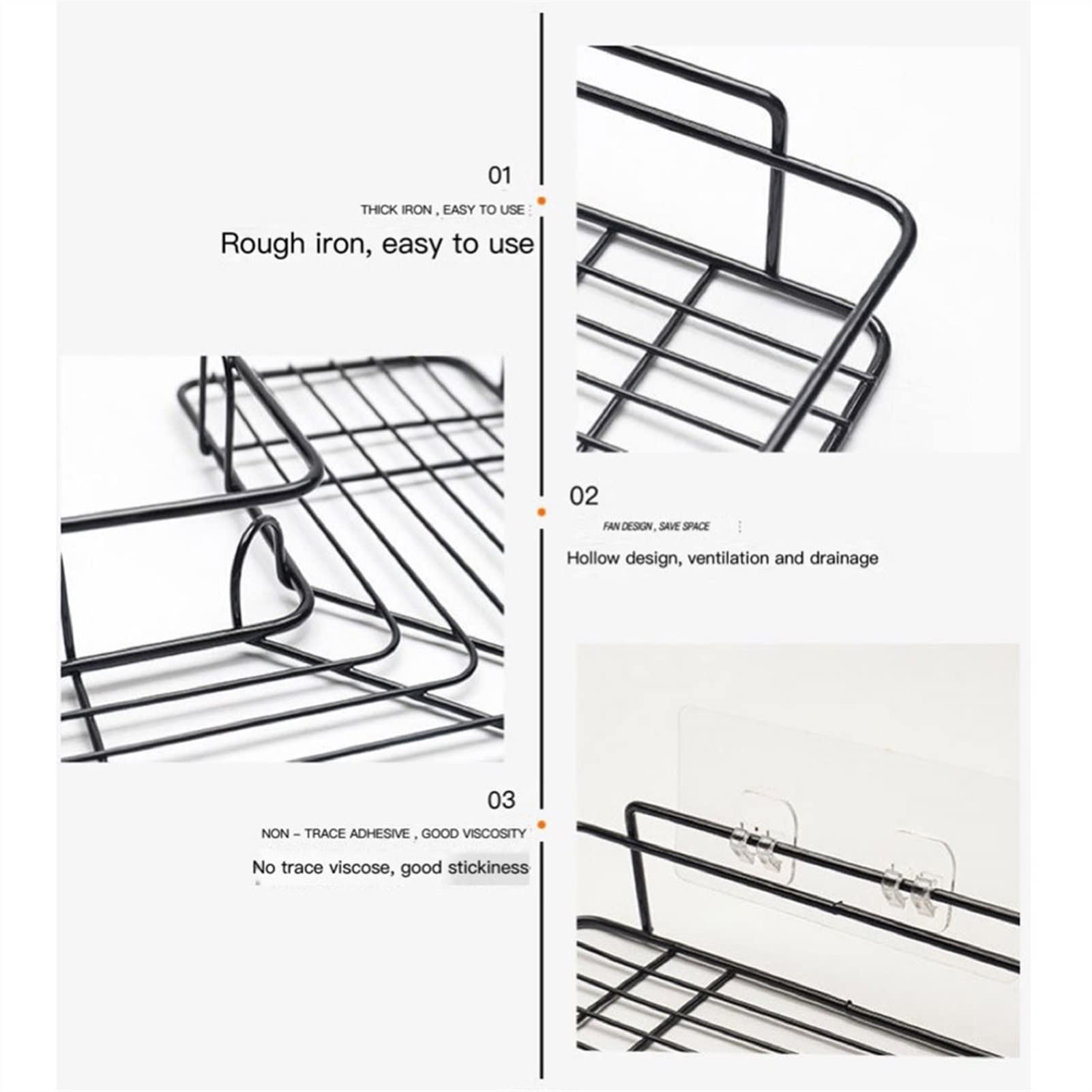 Naścienne półki łazienkowe Sto | Suct Cup Shower Caddy nizer, uchwyt na szampon bez wiercenia, czarne akcesoria kuchenne i łazienkowe