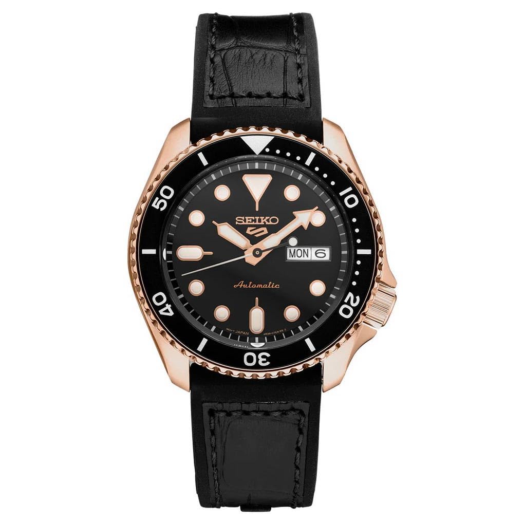 Seiko Leather Analog Black Dial Men Watch-Srpd76K1, Black Band