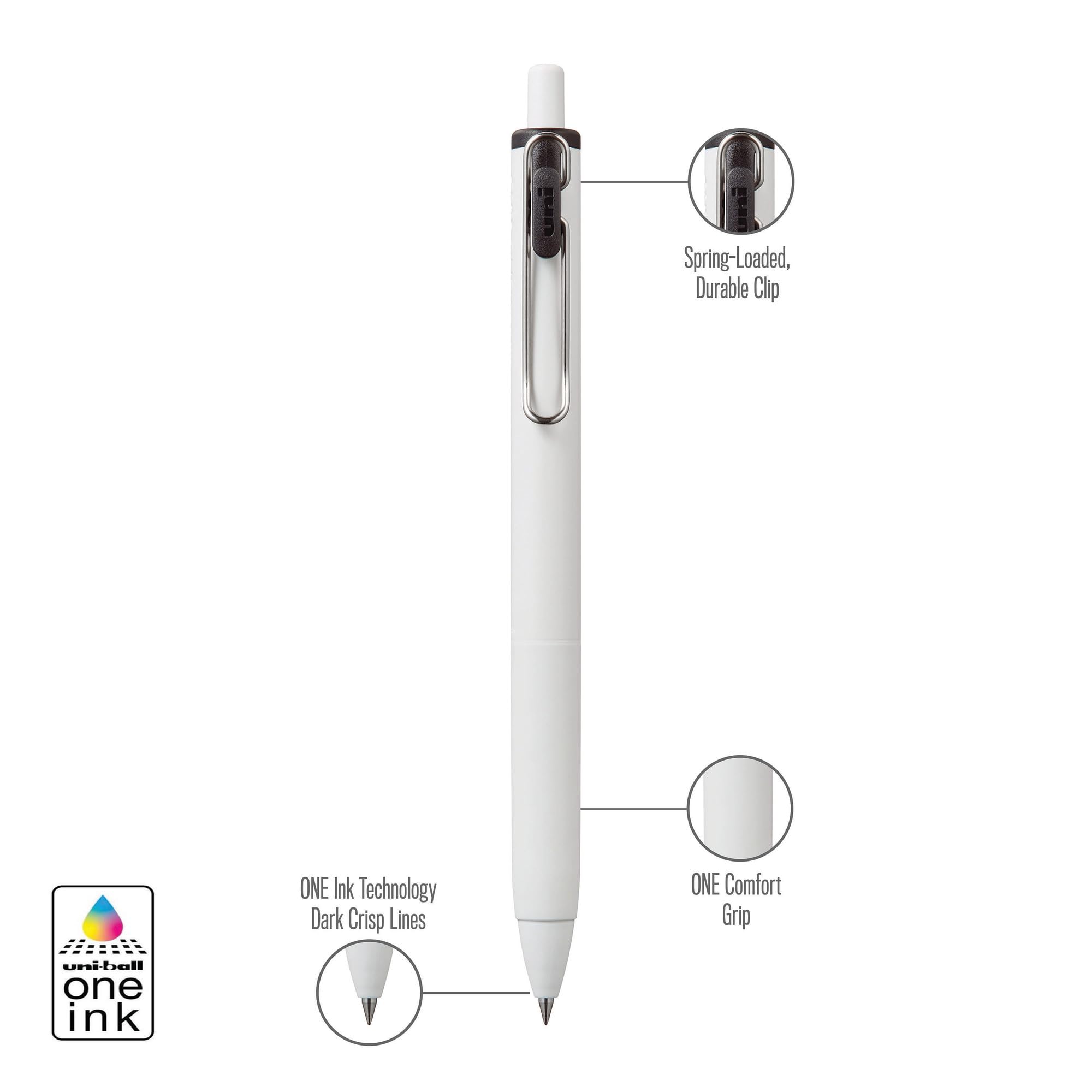 Uniball One - Penna Gel Retrattile 0.5 Mm - Confezione Da 8 Penne Nere - Scrittura Vivida E Fluida, Asciugatura Rapida, Design Elegante Per Ufficio E Scuola