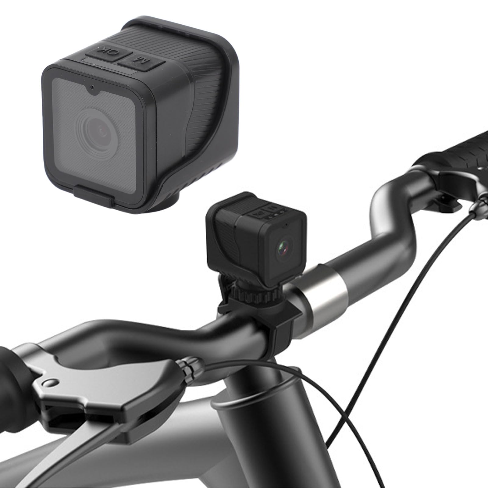 Zestaw do Montażu Kamery na Kierownicy Roweru, Mini Sportowa Kamera Wideo 1080P, Wodoodporna Kamera Rowerowa o Kącie 120°, WiFi, Aplikacja na Telefon, do Kasku Rowerowego na