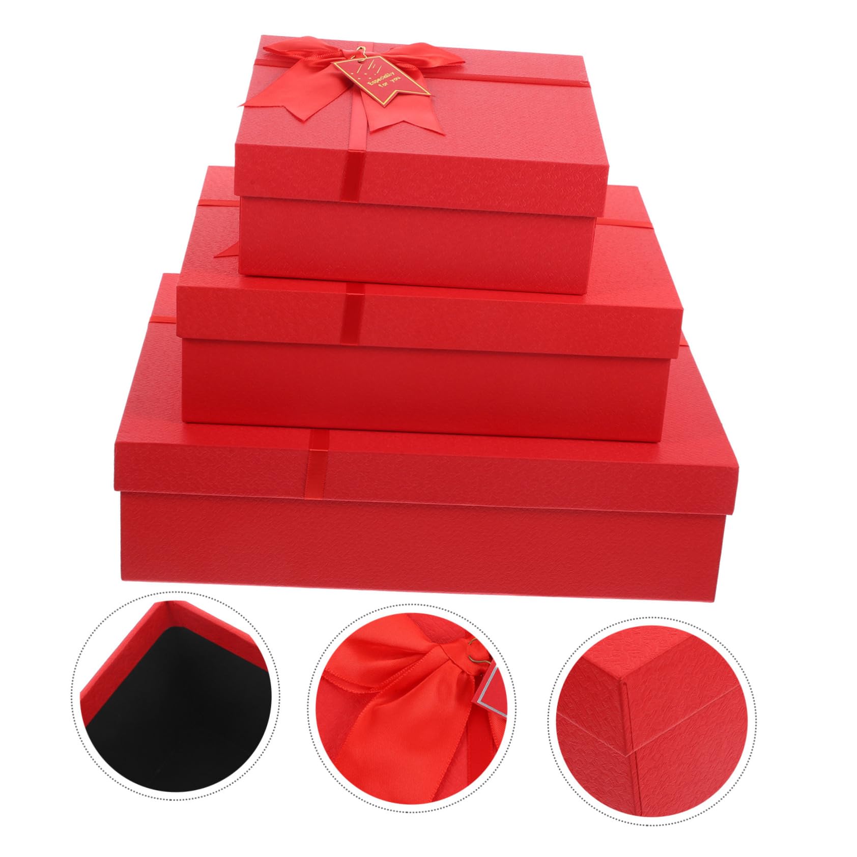 3 Stück-pack Geschenkkartons aus Papier, Rote Geschenkboxen mit Schleife
