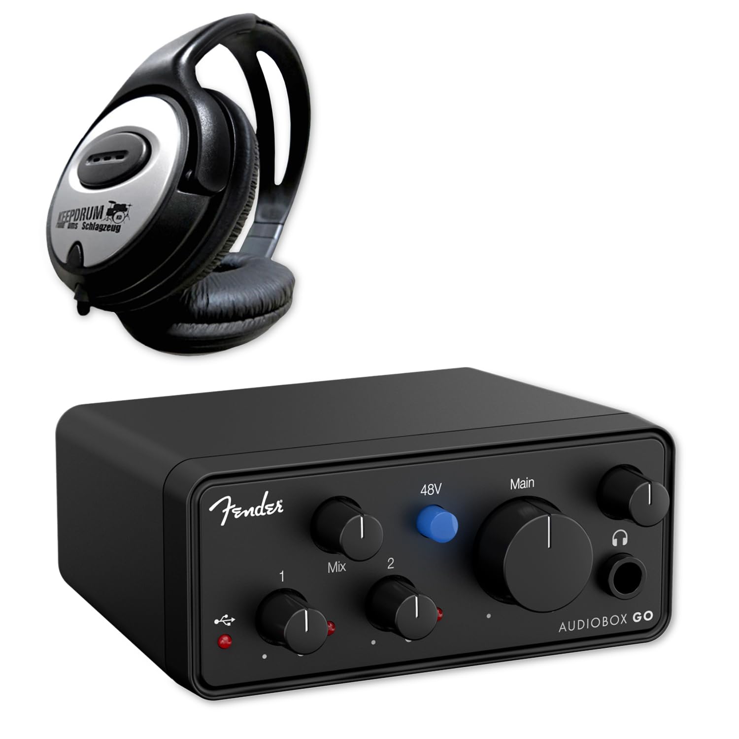 Fender AudioBox Go 2 x 2 canali USB-C interfaccia audio con cuffie keepdrum