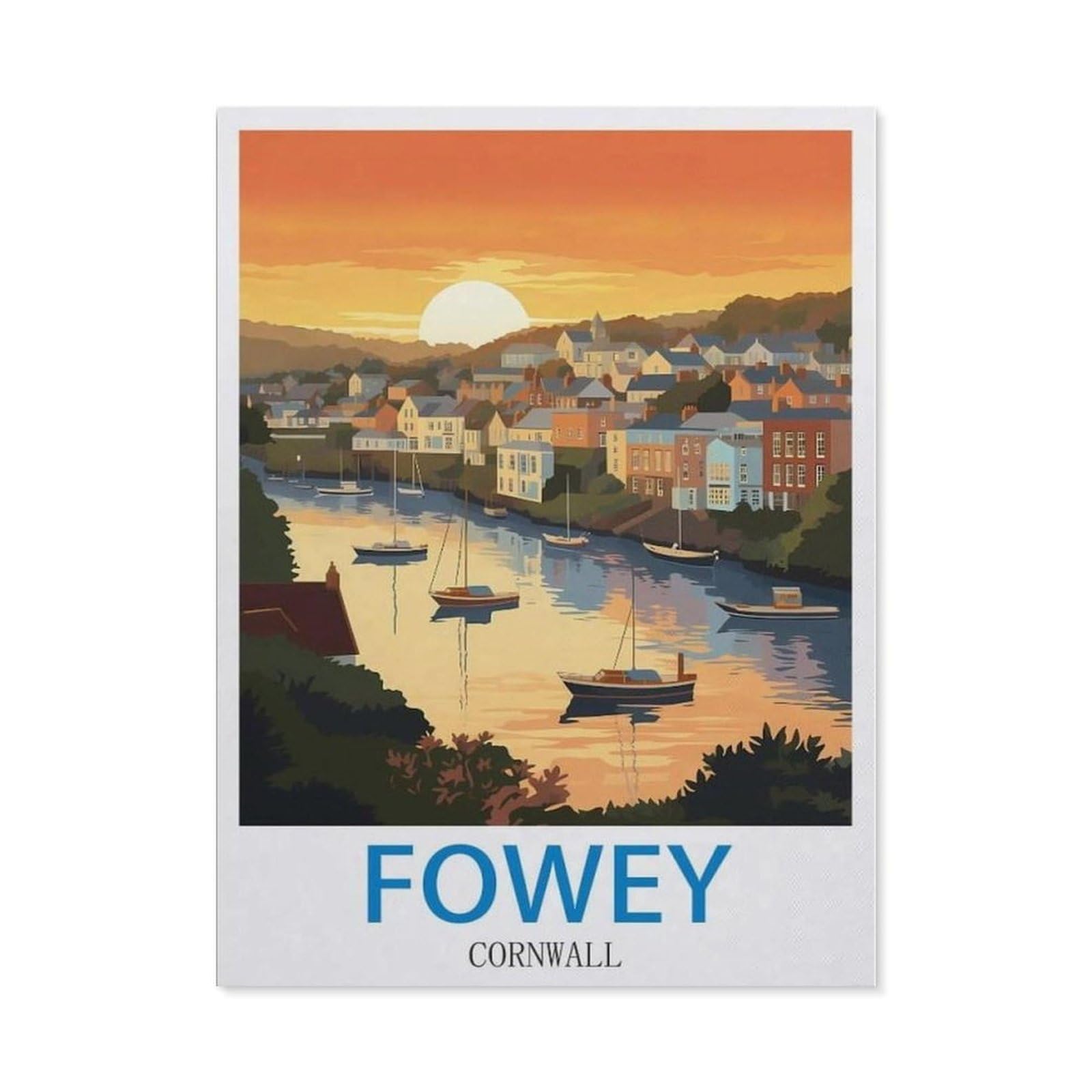 BEAYODKP 5D DIY Diamond Painting，Fowey Cornwall（50 x 60 cm）