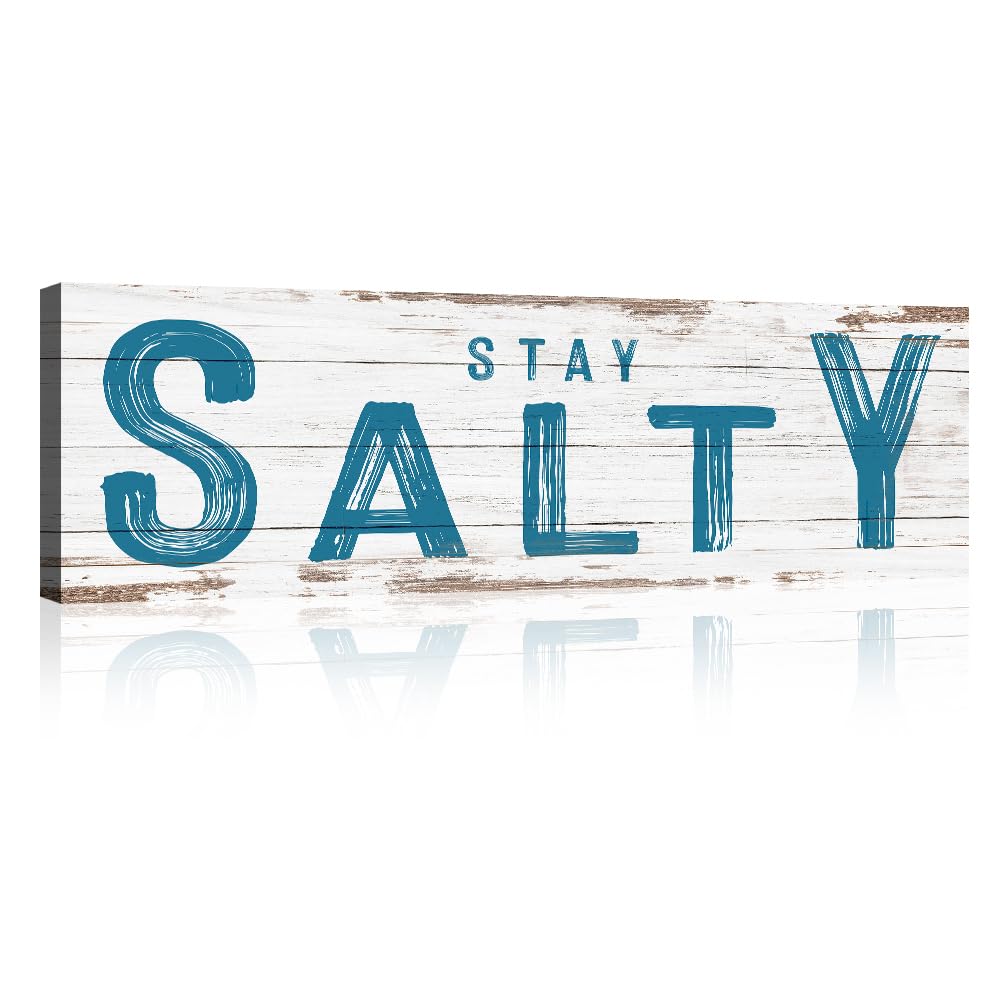 TAILORED CANVASES Stay Salty Coastal Sign V - Coastal Wall Art Decor for Ocean Decor, Beach Design, Design for Indoor and Outdoor Beach Decoration for