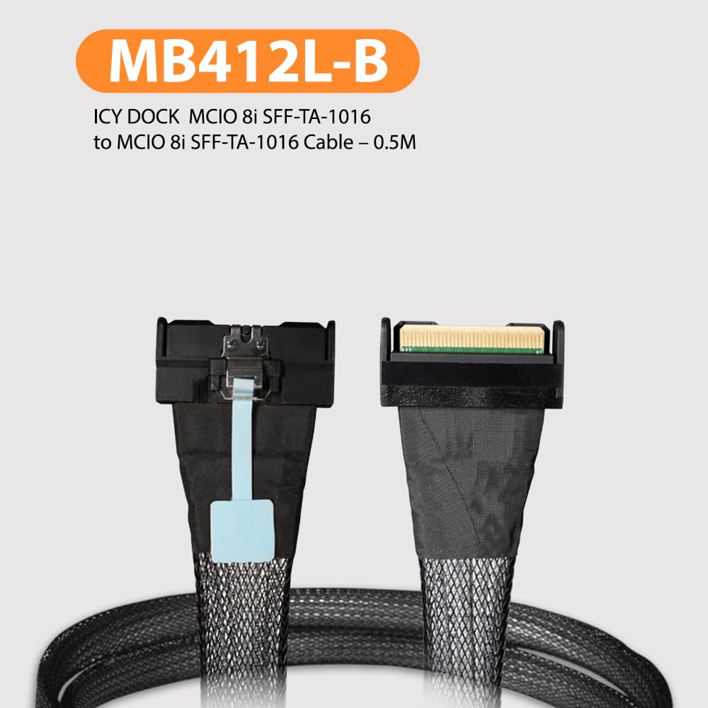 ICY DOCK Mico 8I SFF-A-1016 to Mcio 8I SFF-TA-1016 Cable – 0.5M - MB412L-B