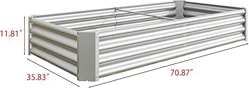Miniatura 7 de Cama de jardín elevada para exteriores, jardineras elevadas rectangulares de metal, 6 x 3 x 1 pies, maceta de metal galvanizado para verduras,