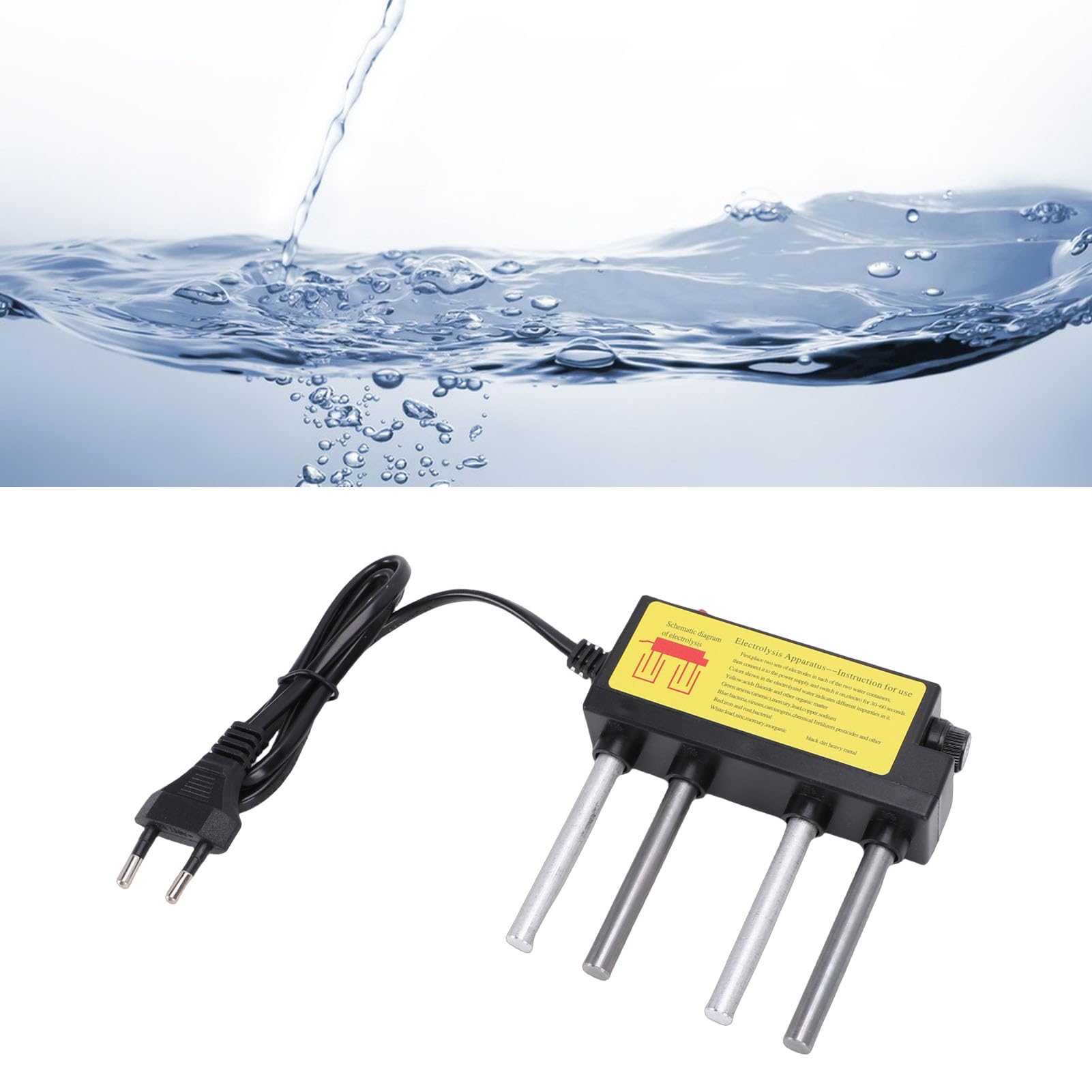 Jectse Électrolyseur d'eau, Testeur Rapide de qualité de l'eau TDS PH avec électrodes en Fer et en Aluminium pour Les Tests d'eau Potable Domestique (Prise UE)