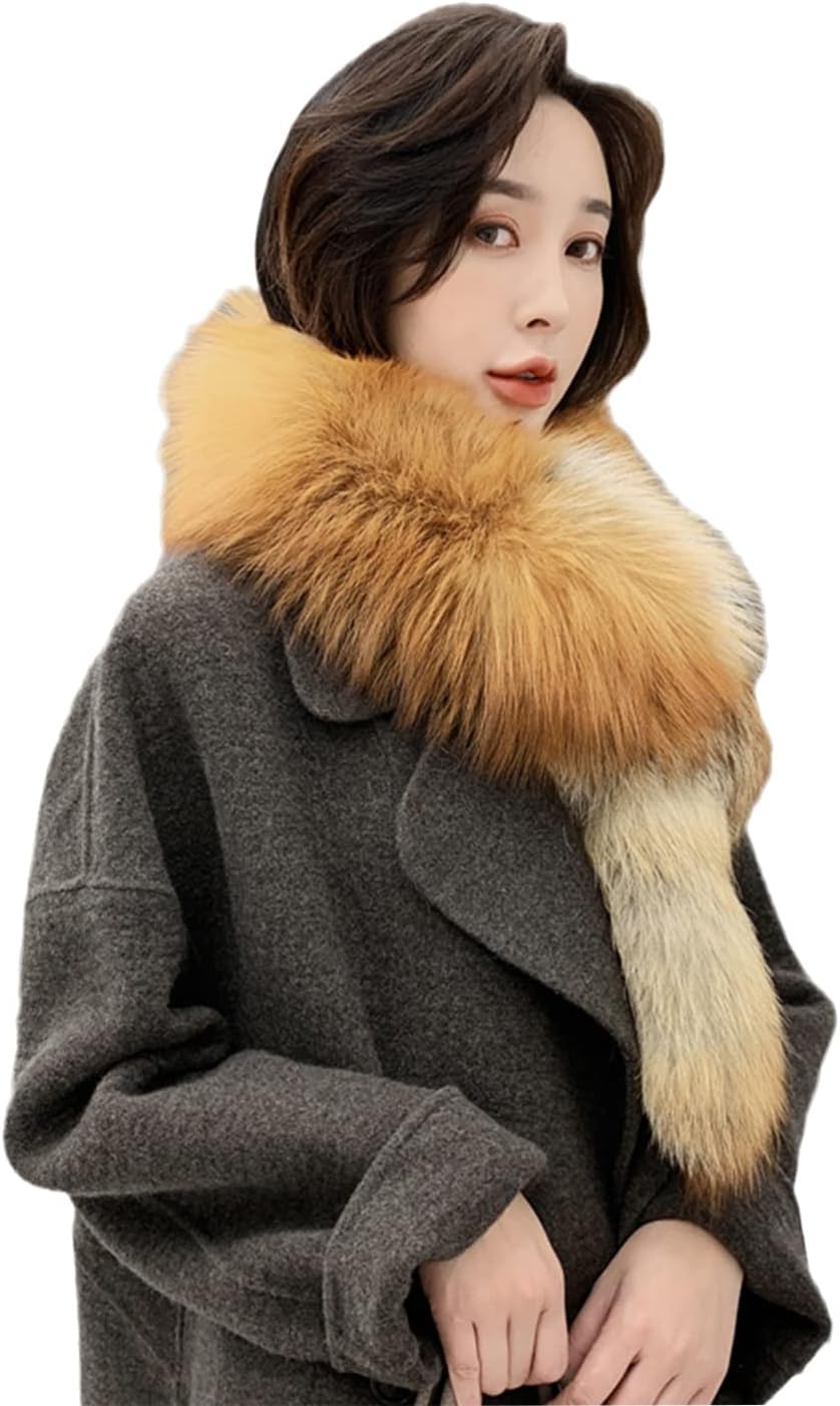 Women Winter Scarves Real Whole Fox Hair Scarf Neck Warmer with Tails Lady Neckerchief Wrap Wedding Party