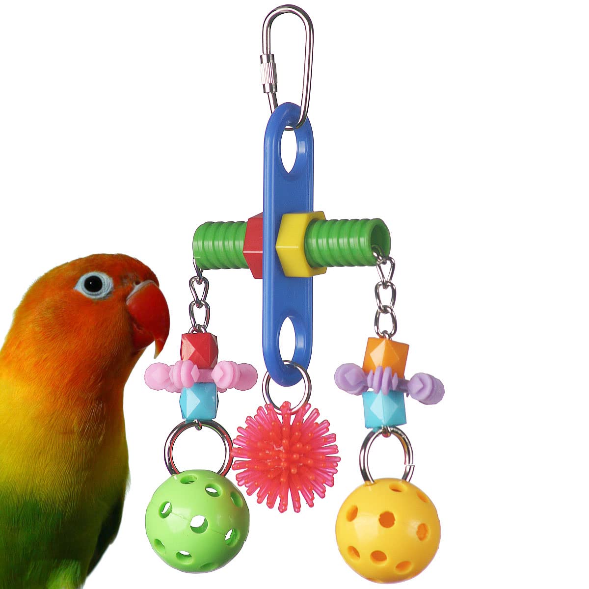 Super Bird Creations SB1087 Tug O' War Bird Toy for Parrotlets, Parakeets, Cockatiels, Lovebirds, Ringnecks, Medium Conures, Quaker, Caiques - Multi-colored toys - Small/Medium Bird Size, 6