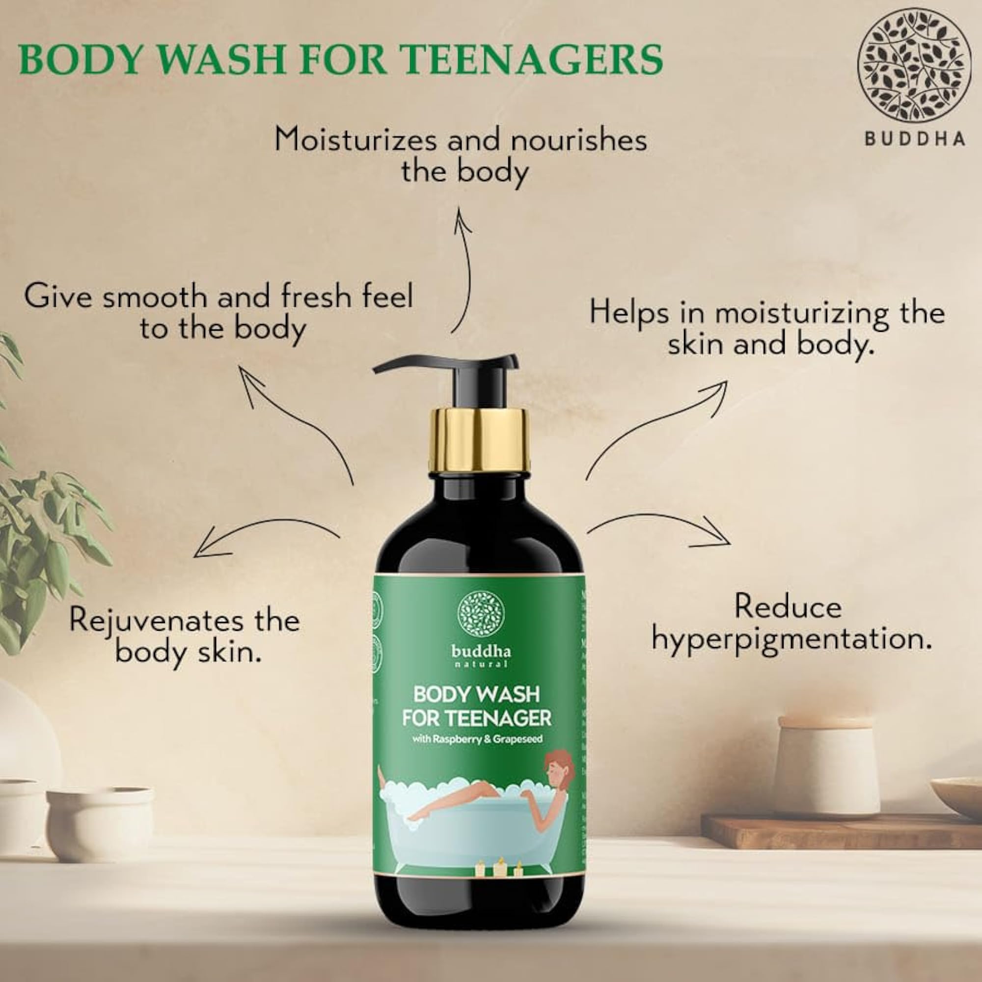 Body Wash for Teenagers, Skin Glowing Formula, 200ml
