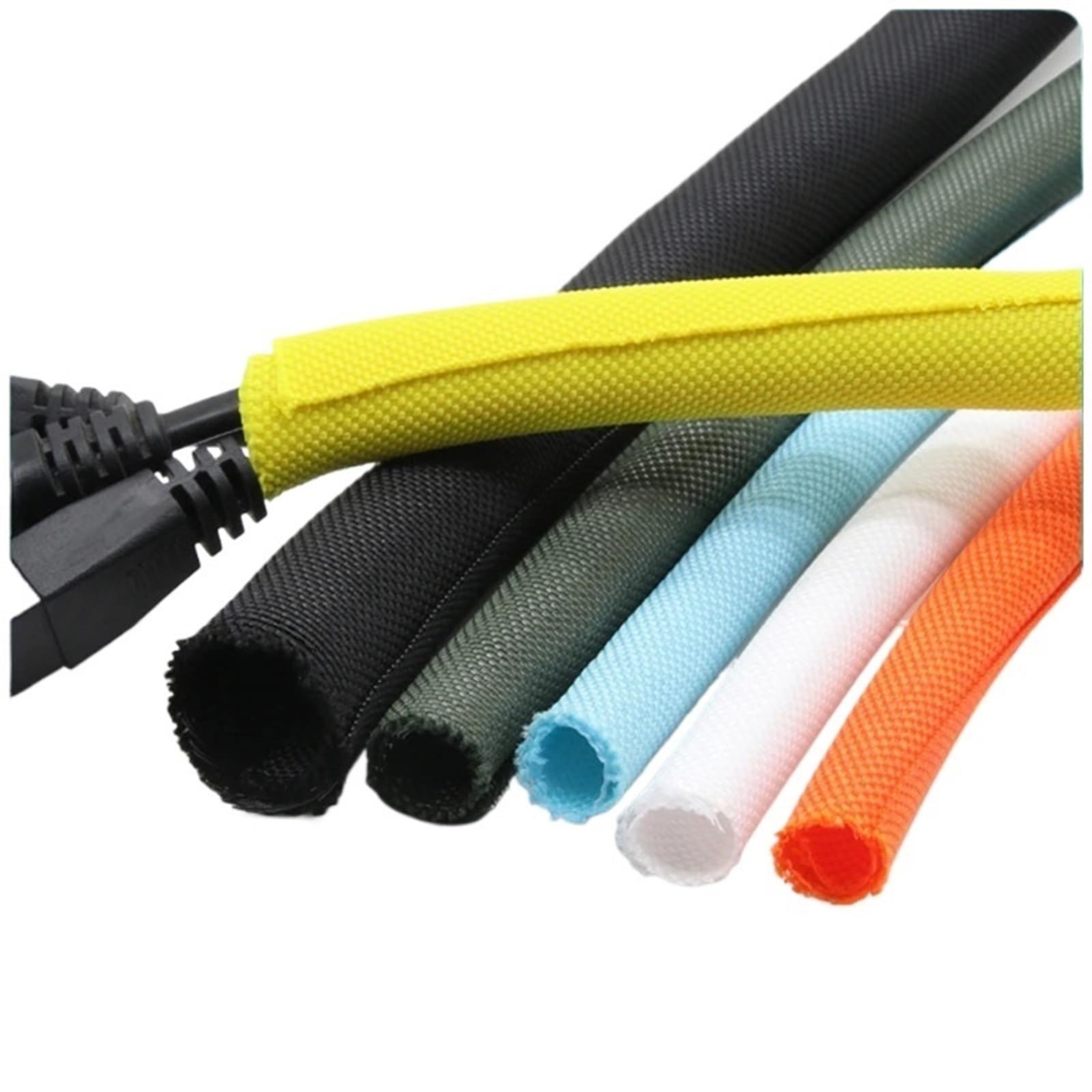 Copri Cavi Elettrici 1/2/5m Guaina intrecciata espandibile autochiudente Avvolgicavo isolato Protettore cavi Organizzatore(F,60mm,2 meters)