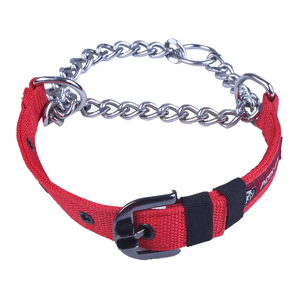 Pets Like Dog Choke Collar Red Color| Half Chain Collar| Half Choker Stainless Steel Dog Collars (25MM)