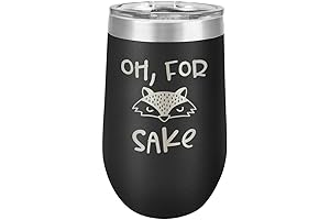 OH FOR FOX SAKE Black 16oz Wine Glass With Lid