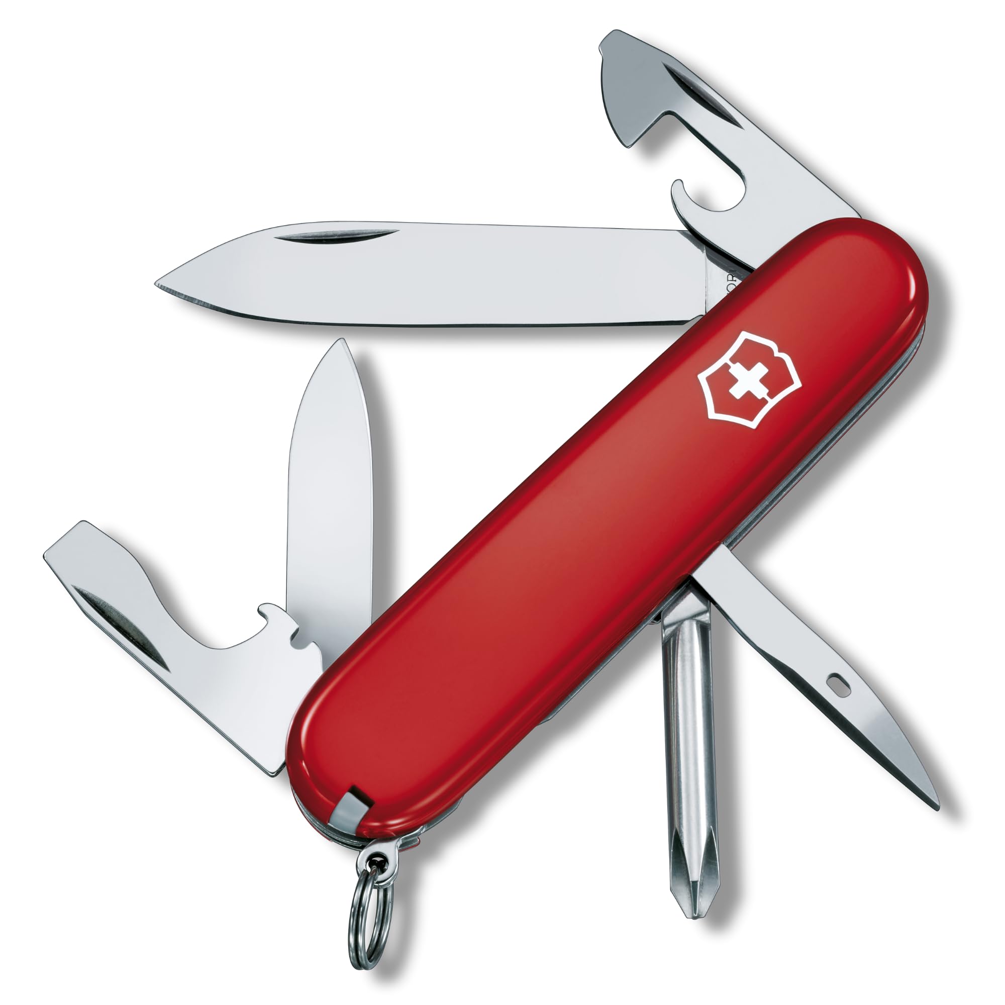 Victorinox Schweizer Taschenmesser Tinker - Multitool mit 12 Funktionen | Robustes Taschenmesser mit Phillips-Schraubendreher, Dosenöffner und Klinge für Camping und Alltag, Rot, Swiss Made