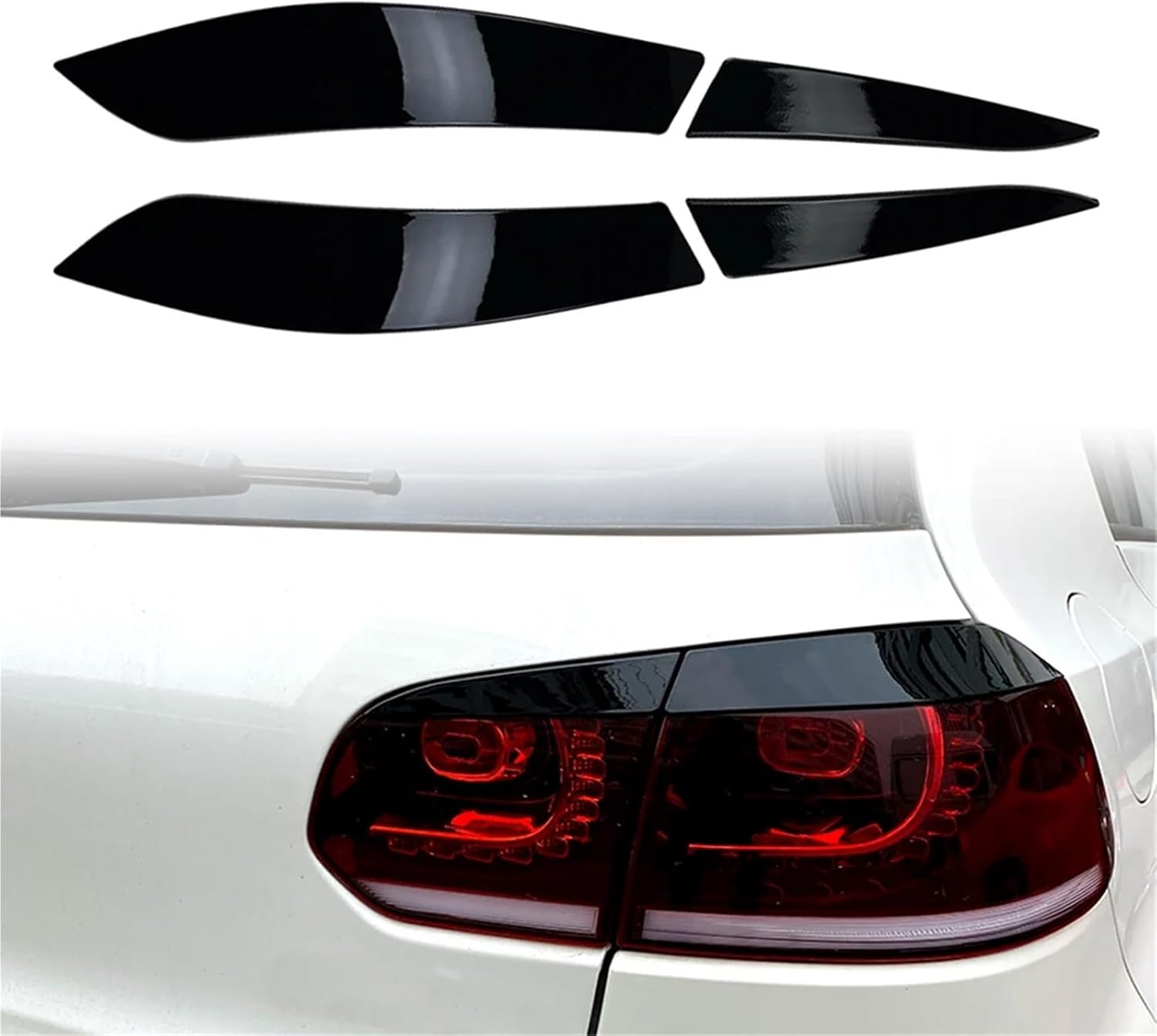4 PCS Rear Tail Light Lamp Eyelid Trim Cover Fit for VW Golf 6 MK6 2008 2009 2010 2011 2012 2013 Headlights Eyebrow Eyelids Trim(Black)