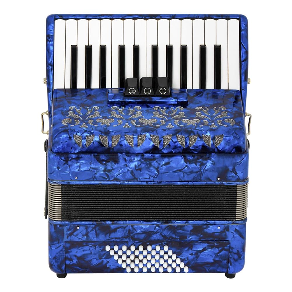 Hdynuz Blue Accordion, 26 Keys 48 Bass Beginners Accordion Adult Professional Playing Accordion Instrument, With Strap Storage Bag (Color : )