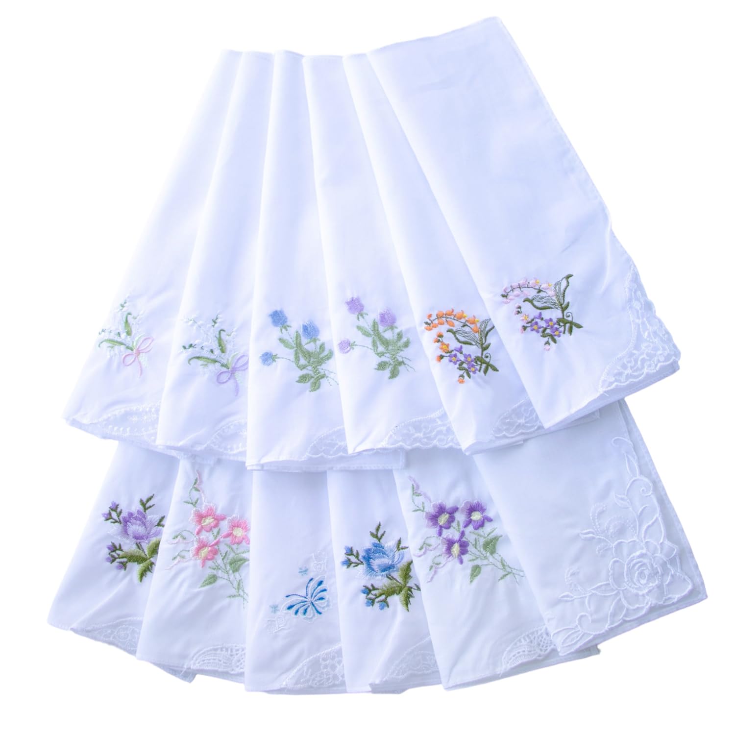 La closure Cotton Embroidered Ladies Lace Handkerchiefs Pack, Wz-assort, 6 pcs