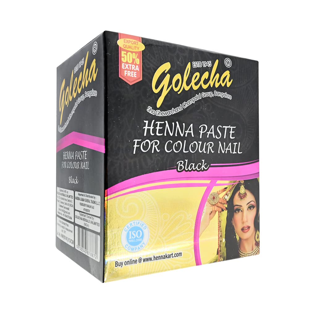 Golecha100% Pure Henna Paste for Nails, 10 gms - Black (12 pcs)