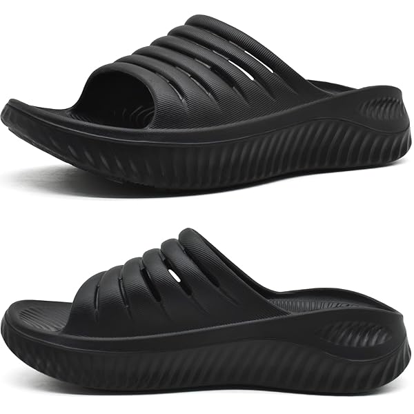 KuaiLu Womens Recovery Sandals With Comfortable Plantar Fasciitis Support,Ladies Orthotic Open Toe Sport Slides Thick Cushion Reduces Stress on Feet,Joints & Back Post-Exercise