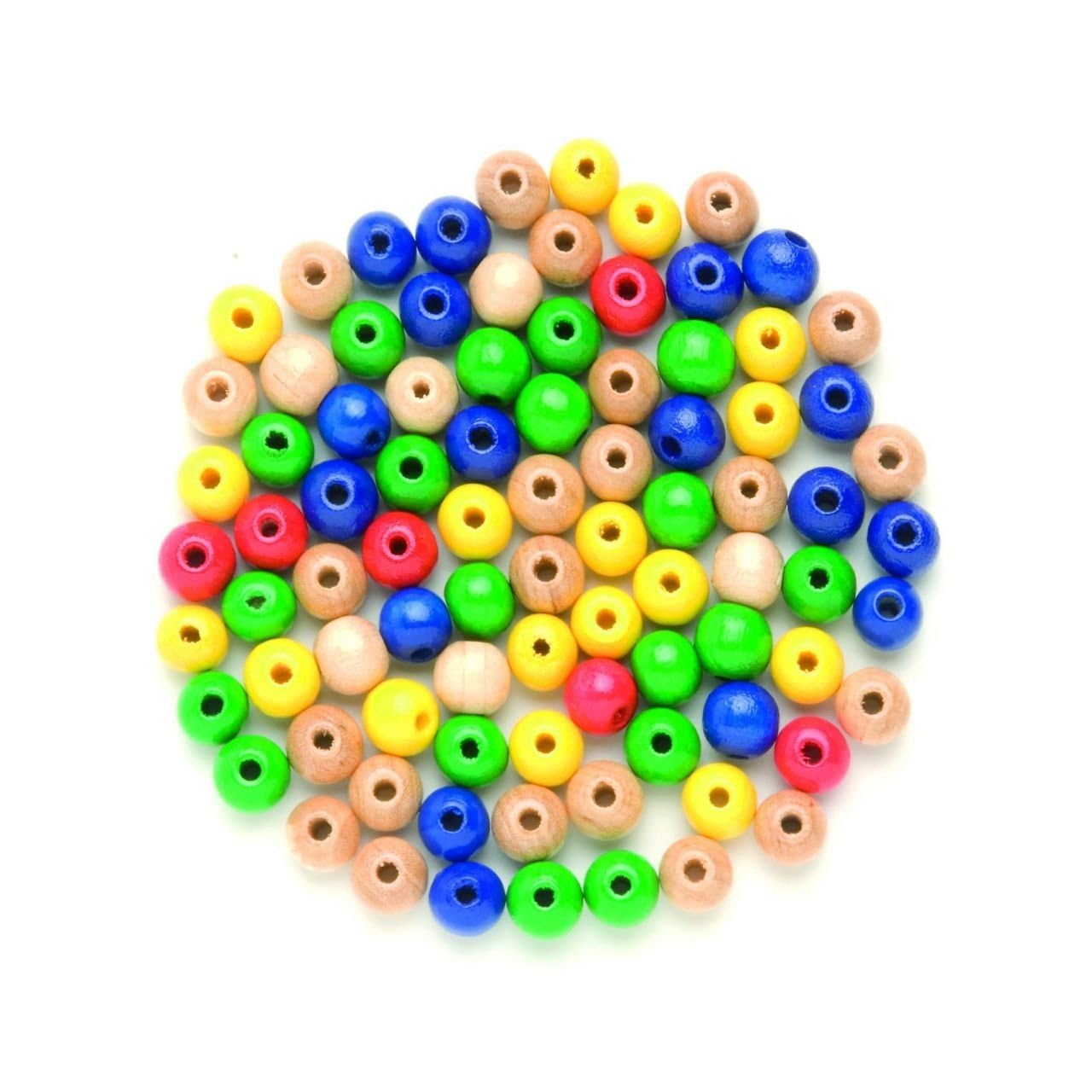 Lot de 14 perles en bois marron mélangé, bois, 15 mm (145St) Multicolore, 11 x 8,6 x 1 cm