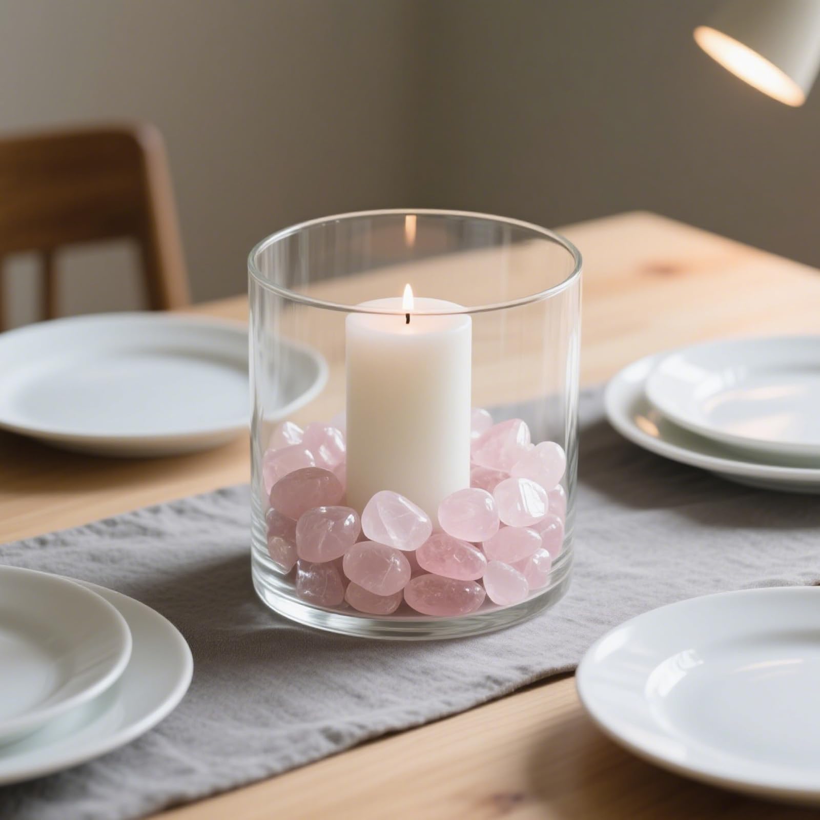 435 g de gravier décoratif pour aquarium - Rose quartz écrasé - Cristal naturel - Poli - Forme irrégulière - Vase - Pierres juteuses