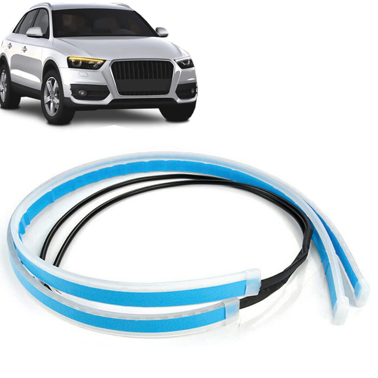 Power Sequential Flow Universal Waterproof Ultra-Fine 60cm DRL | Daytime Running Light | Flexible | Soft | Tube Car LED Strip | White and Yellow Color-image-5