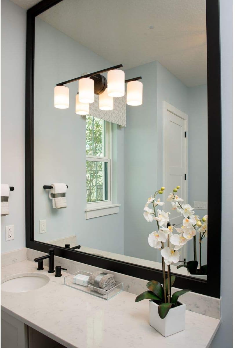 Progress Lighting Replay Collection 3 Light Bathroom Vanity Light, Modern Bath Lighting Fixture with Etched White Glass Shades for Over the Mirror, Reversible Mounting, Antique Bronze