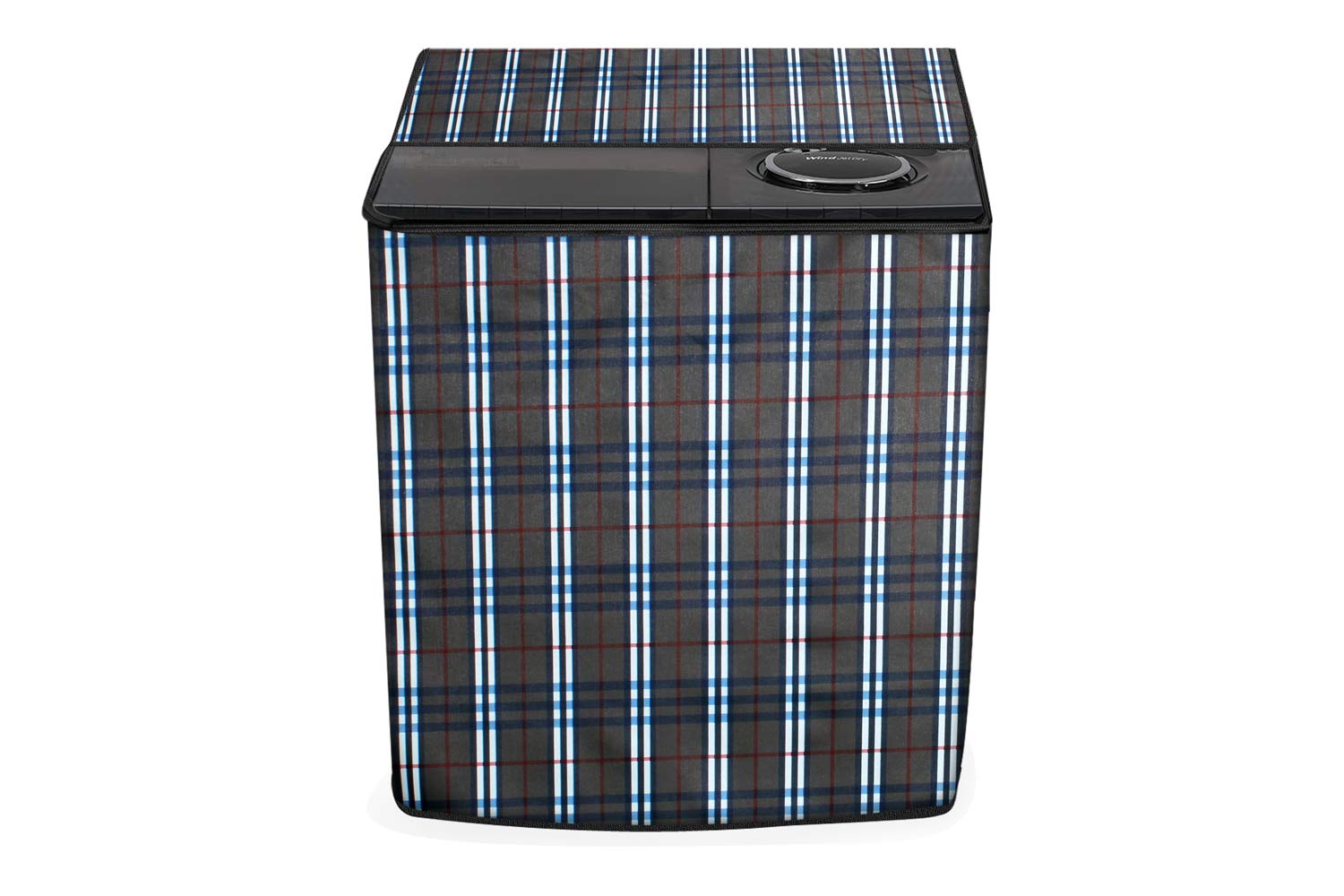 Stylista Top Load Semi Automatic Washing Machine Cover Compatible for panasonic 6.2 kg & 6.5 kg, Checkered Pattern Black White