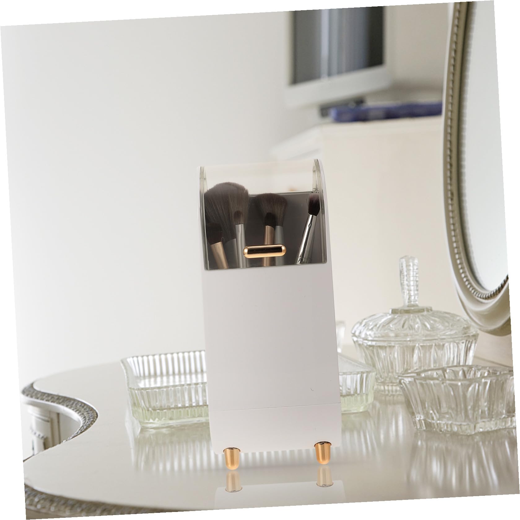 VICASKY 1pezzi Scatola Porta Pennelli Abs per Cosmetici Organizer per Pennelli da Trucco da Scrivania con Coperchio e Contenitore per Matite Leggero e Resistente