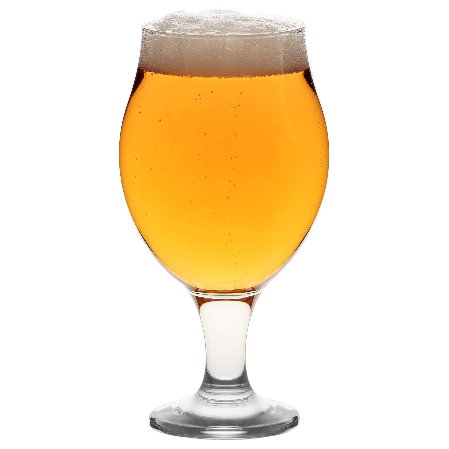 LAV 6X Clear 570ml Angelina Craft Beer Glasses - Large Tulip Shaped Lager Ale Cider Drinking Pint Glass Goblet Cup Set with Stem