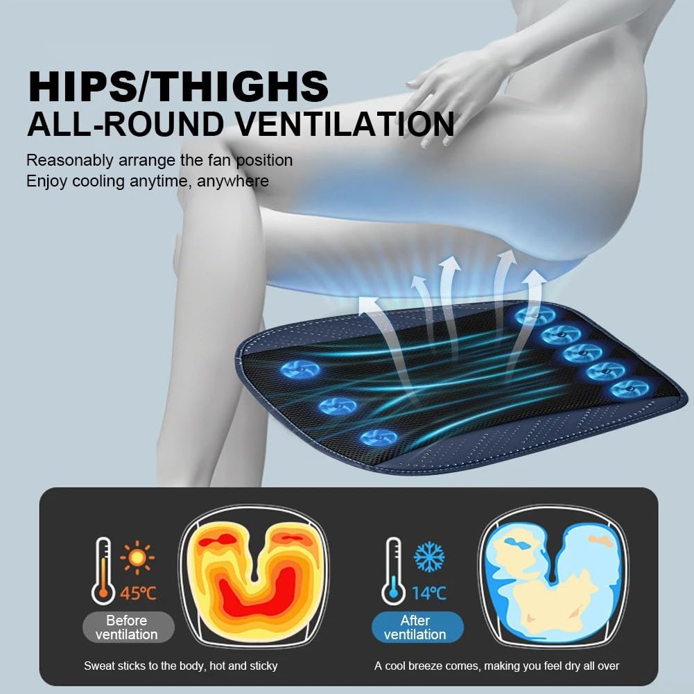 Funda de asiento de aire de refrigeración ventilada de seda de hielo 3D de doble capa, cojín de asiento de coche portátil transpirable, cojín de asiento de coche, para la mayoría de los automóviles