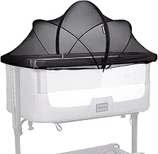 Beberoad Love Bassinet Mosquito Net Cover for Baby Bassinet Cover to Keep Cats Out Mosquito Net for Bassinet/Bedside Sleeper/Travel Cribs (Black)