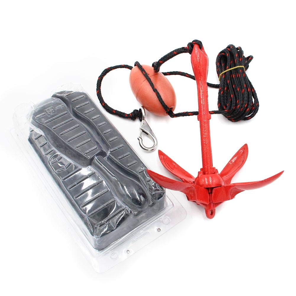 Grapnel Anchor Kit,Boot Anker Faltbar Aluminium Anker Kit,Faltbar Anker Fischen Zubehör,mit Seil,für Kajak Kanu Boot Marine Segelboot Wasserfahrzeug.