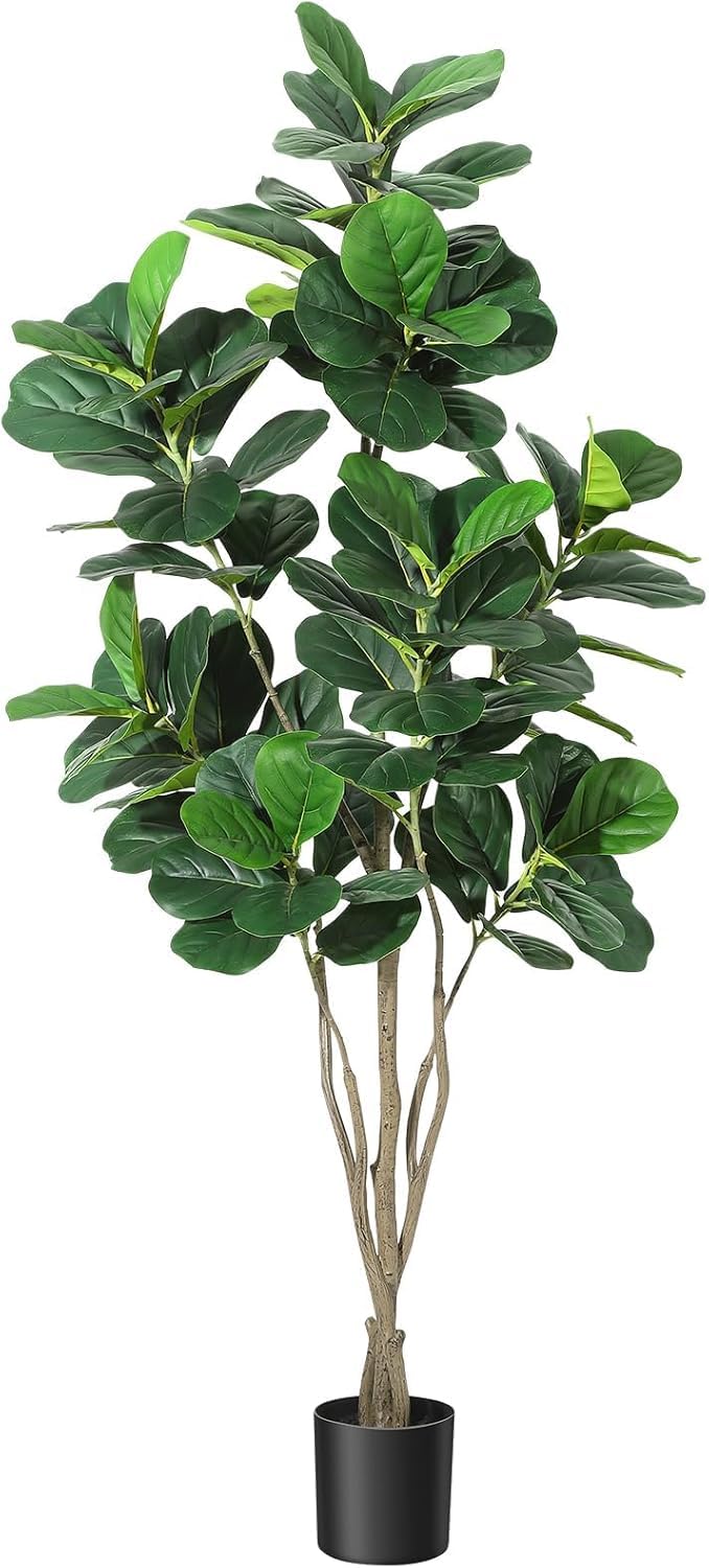Figuier Lyre Artificiel Grande Taille 180cm - Faux Ficus Lyrata Haute Densité pour Décoration Intérieur/Extérieur - Plante Verte pour Maison/Bureau/Salon - Idée Cadeau Pendaison Crémaillère