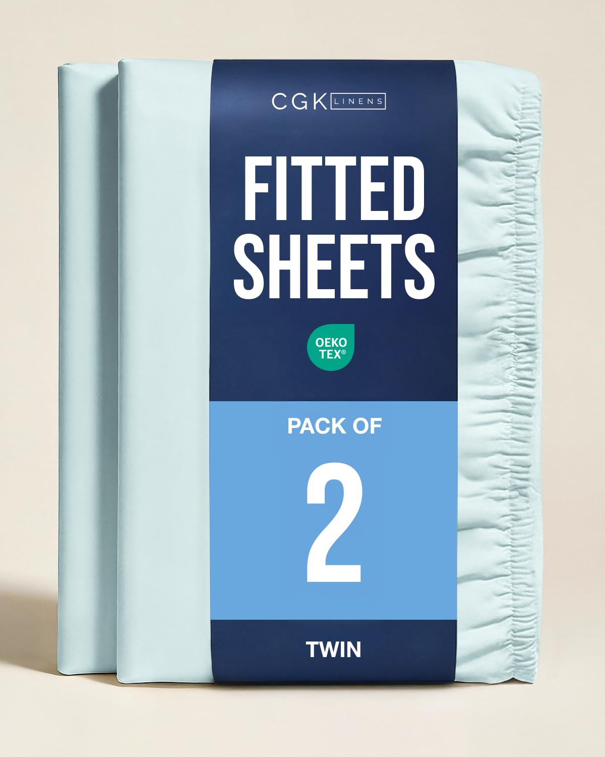 Twin Fitted Sheet - Pack of 2 Single Fitted Bottom Sheet Only - Ice Blue