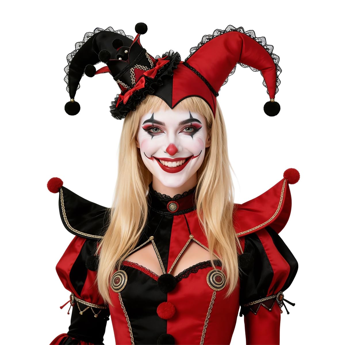 BPURB Women Circus Clown Jester Hat Lolita Crown Mini Top Hat Halloween Costume Headband Tiara for Carnival Cosplay Party — image 1