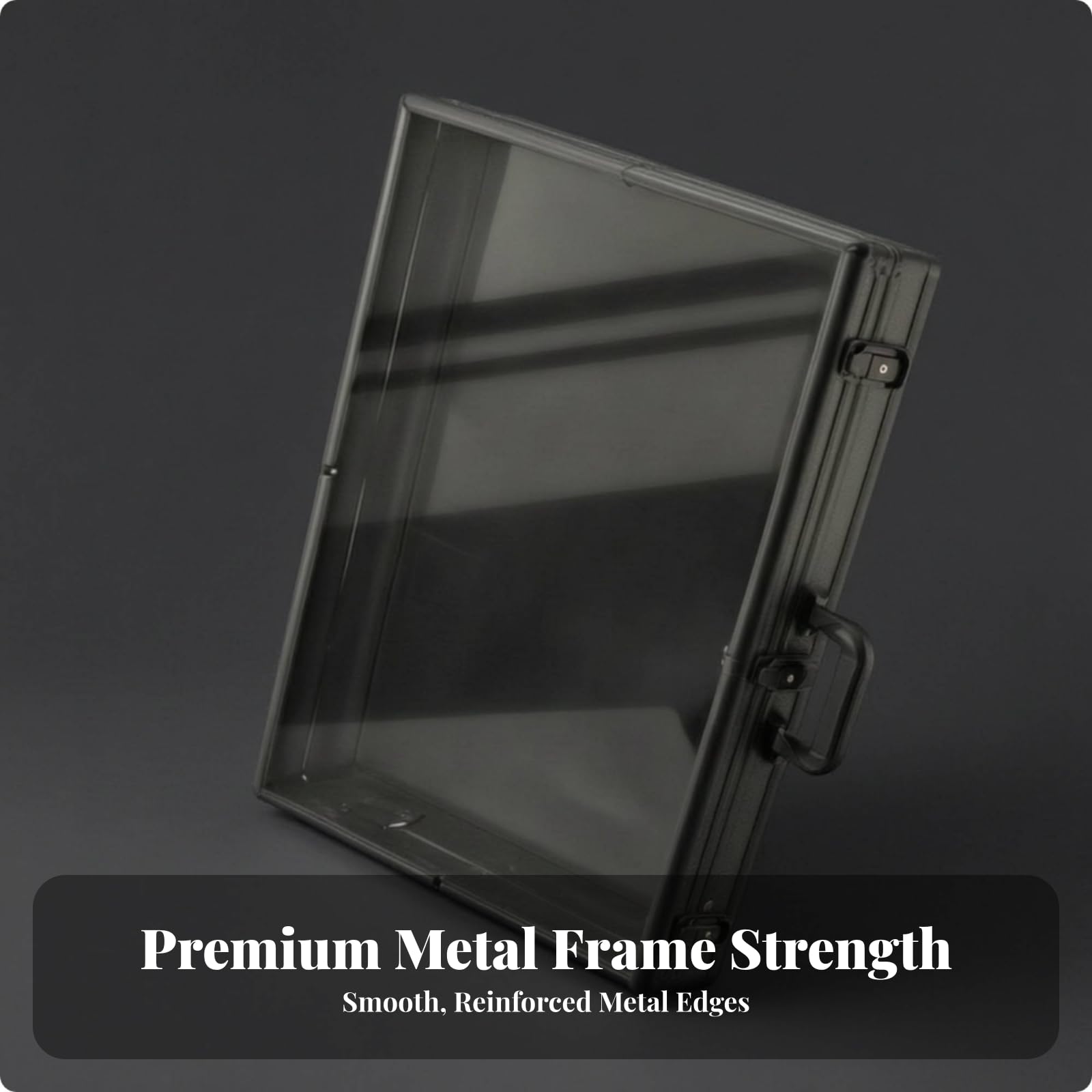 Aluminium Aufbewahrungskoffer Aufbewahrungsbox Transportkoffer Vitrinenkoffer mit Sichtfenster chließbar Eva Gepolstert für Musterpräsentation Messen , 83 X 56 X 7.5 cm , Schwarz