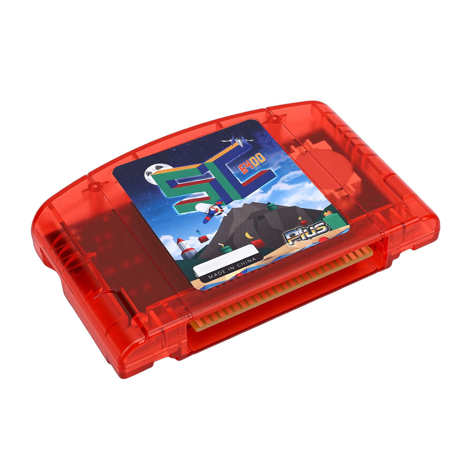 Fabater Cartuccia di Gioco Ad Alta compatibilità Adatta per Console N64 Salvataggio Automatico Backup Giochi retrò Memoria da 16 GB (Rosso Trasparente)