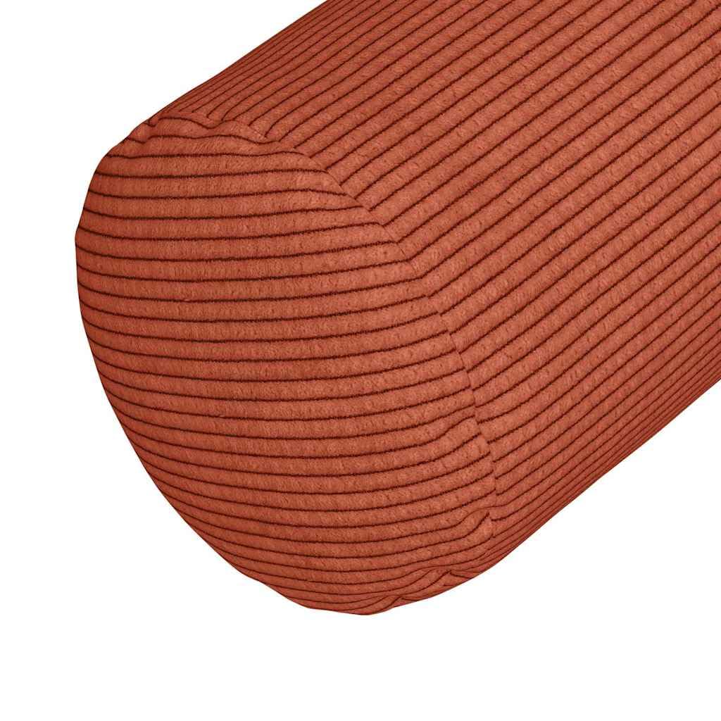 Coppia Cuscini a Rullo in Velluto a Coste Rosso Arancio 15x40 cm | Cuscini cilindrici decorativi sfoderabili per soggiorno, camera da letto e ufficio, imbottitura morbida.