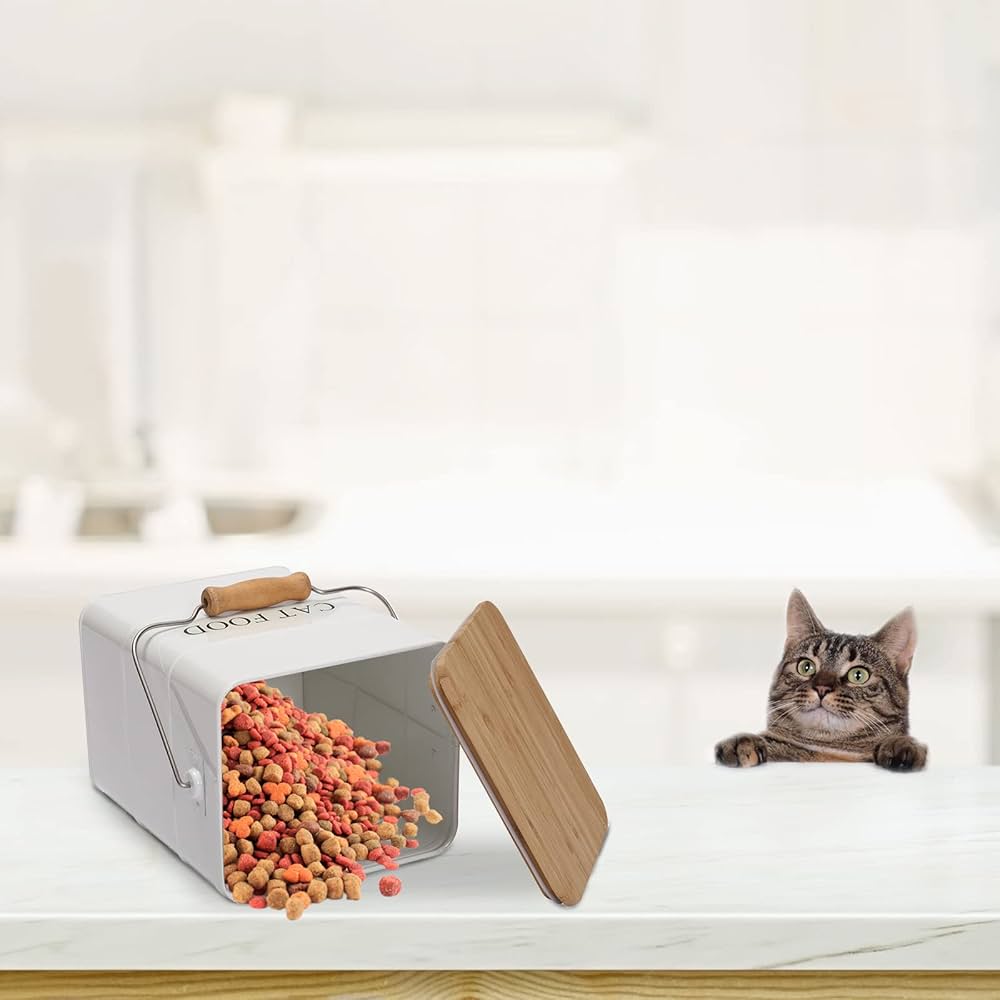 LEAWALK 5-7Lbs Cat Dog Storage Container, Portable Pet Food Containers With Upgraded Large Spout And Cup, Small Animal Kibble Dispenser For Bird Seed, Oatmeal, Rice, Flour, Brown Sugart-Dark Green