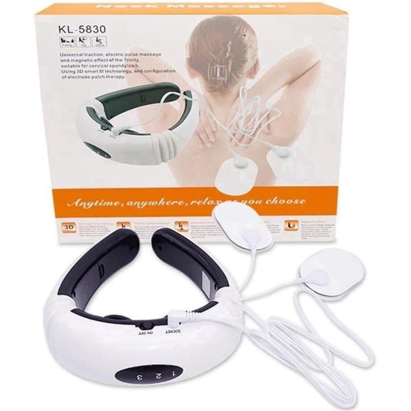 MASSEUR Masseur Cervical Électrique Chauffant, Appareil de Massage Cervical Rechargeable USB, 6 Modes et Intensité Réglable, pour Cou et Épaules, Maison Bureau Voyage