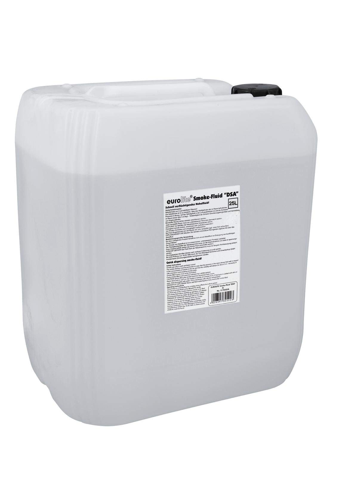 Eurolite Smoke Fluid -DSA- Effekt 25 Liter | Nebelfluid für Nebelmaschinen | Extrem hohe Dichte und sehr kurze Standzeit | Made in Germany | Geruchsneutral auf Wasserbasis | Biologisch abbaubar