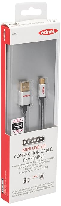 Thumbnail för EDNET USB 2.0 anslutningskabel typ A – mini B st/St 10 m hög hastighet typ A tillämplig