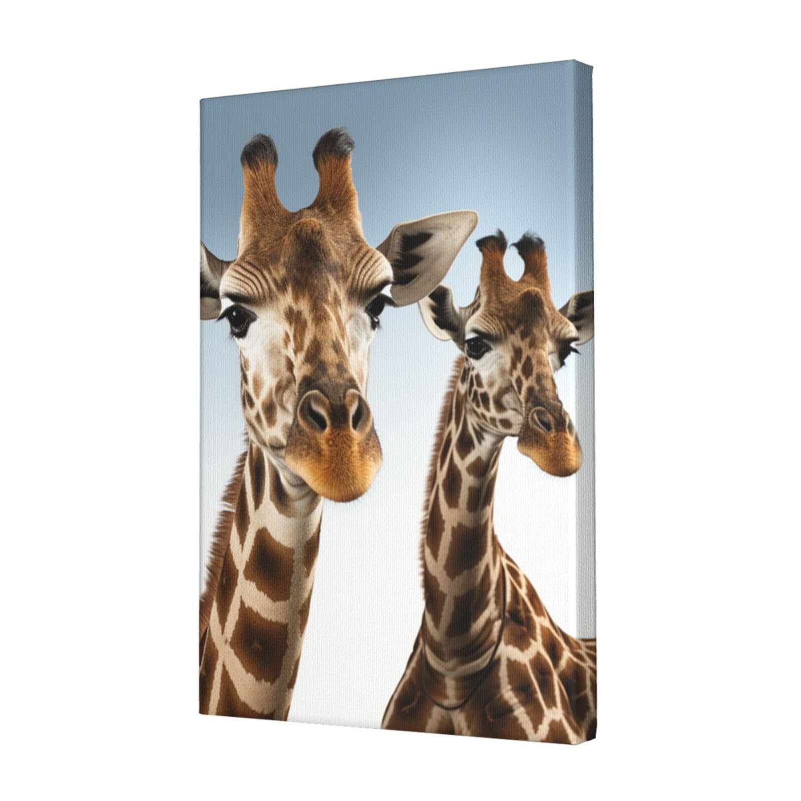 FodPand Necks of giraffe Canvas Wall Art for Living Room Wall Decor 12"x18" Modern Artwork Painting Pictures Hanging Canvas Prints Aesthetic Wall Art for Bedroom Bathroom Office Wallart Decor