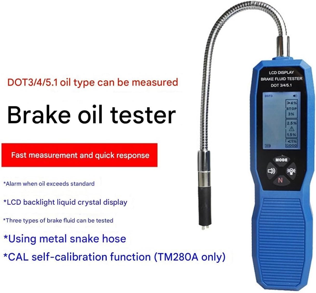 Brake Fluid Tester, Fuel Pressure Gauge Digital Fuel Pressure Tester Kit, Backlit Display