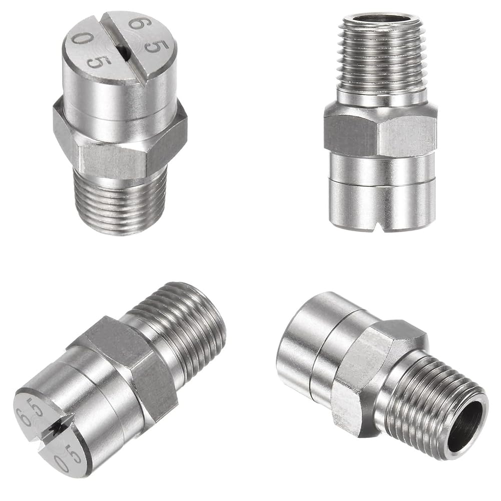 Boquilla de limpieza, boquilla ángulo pulverización, alta presión, resistencia acero inoxidable, flujo agua ajustable, atomización gran angular, ventilador plano(No.30: 1/2 (3.6 Mm Aperture) 10pc)