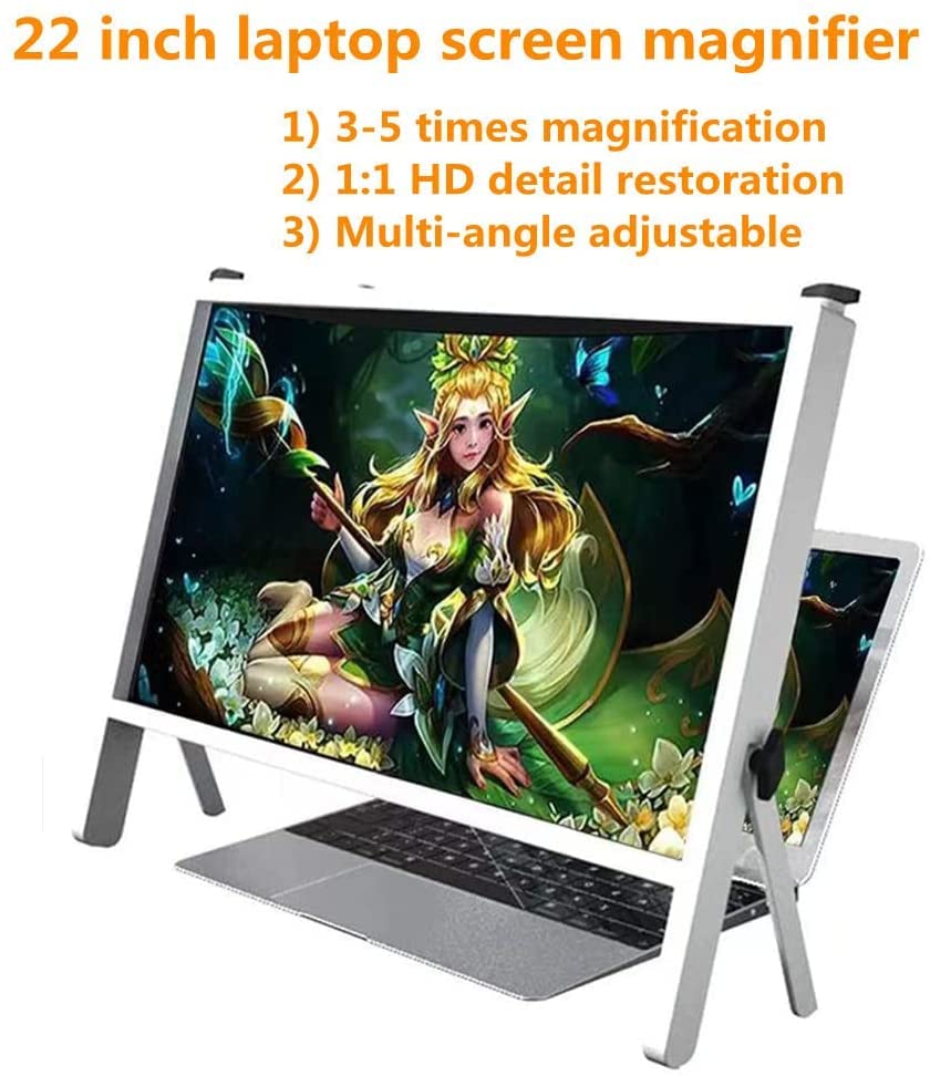 21 Inch Laptop Vergrootglas Universele Opvouwbare Scherm Versterker Houder, HD Lees Vergrootglas, Computer Scherm Vergroter voor Laptop, Uitbreidingsbeugel, Scherm Vergroting 3-4 T (Wit) (Bruin