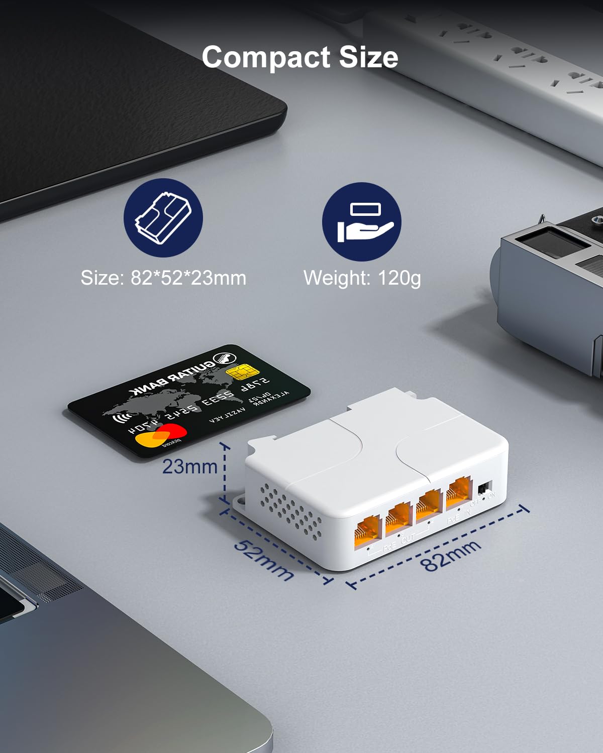 VIMIN Extendeur PoE Gigabit 4 Ports, 1 in 3 Out Répéteur PoE Intérieur Compatible IEEE802.3af/at + 1000 Mbps, Montage Mural et sur Rail DIN, Distance de Transmission de 100 m (328 pi), Plug & Play