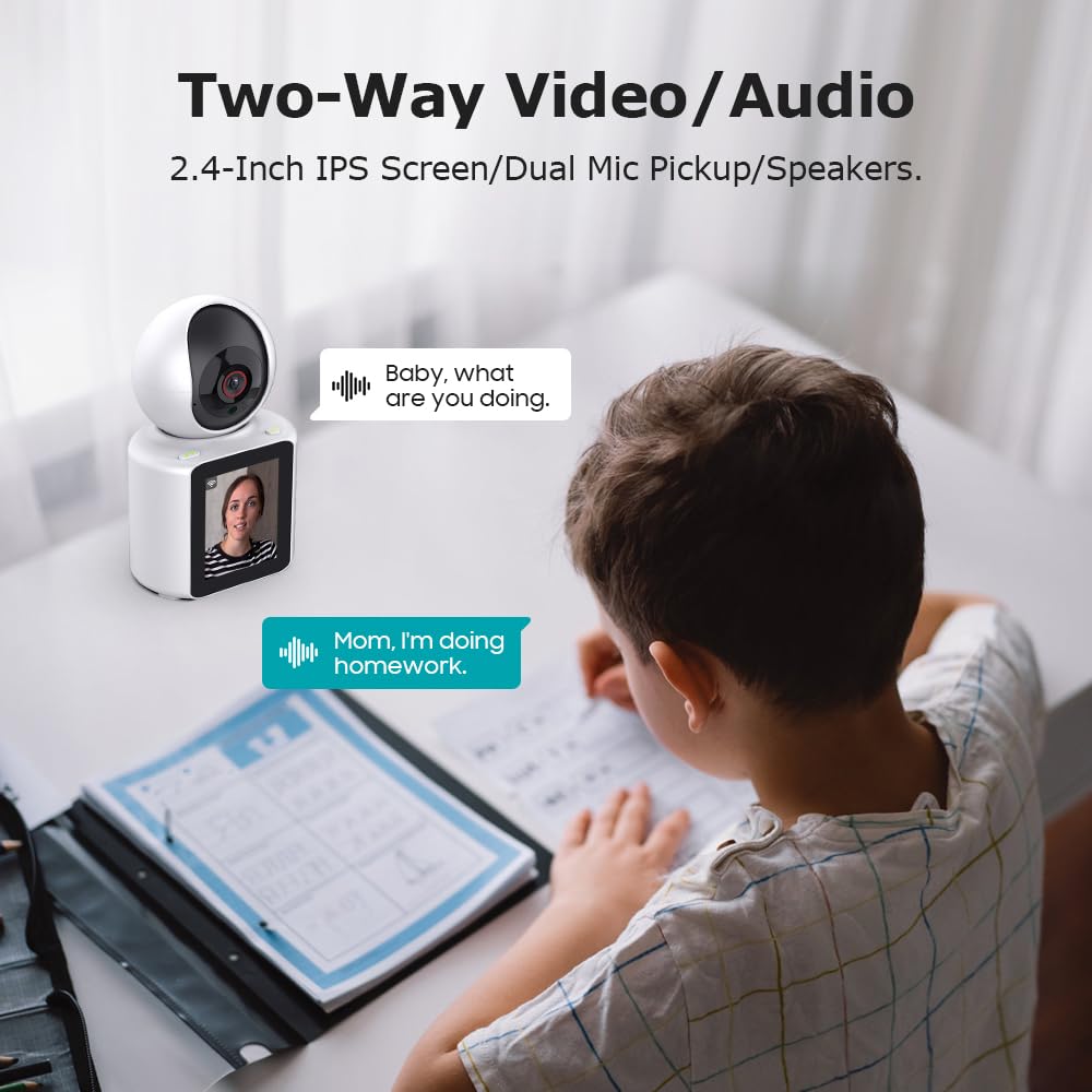 SHIWOJIA Telecamera WiFi Interno, Telecamera Monitor Anziano/Bambino con Chiamata con un Pulsante, Audio a 2 vie, 360°Ruotare, Visione Notturna, Rilevamento del Movimento