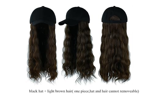 Miniatura 10 de Onepiece - Gorra de béisbol con extensión de cabello, 21 pulgadas, cabello ondulado largo, peluca sintética con pelo para mujeres y niñas